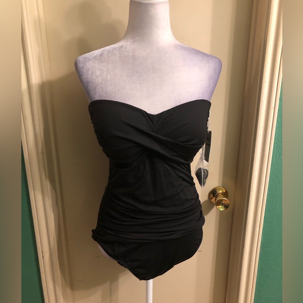 Anne Cole Twist Front Bandeau One Piece Swimsuit